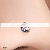 Detail View 2 of Dainty Crescent Moon & Stars Nose Stud Ring-Steel