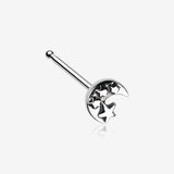 Dainty Crescent Moon & Stars Nose Stud Ring