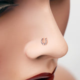 Detail View 1 of Rose Gold Lucky Horseshoe L-Shaped Nose Ring-Rose Gold