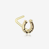 Golden Lucky Horseshoe L-Shaped Nose Ring