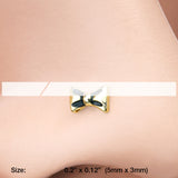 Detail View 2 of Golden Adorable Dainty Bow-Tie Nose Stud Ring-Gold
