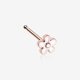 Rose Gold White Plumeria Nose Stud Ring