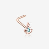 Rose Gold Mandala Ray Sparkle L-Shaped Nose Ring