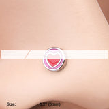 Detail View 2 of Adorable Valentine Heart Nose Stud Ring-Pink/Red