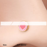 Detail View 2 of Golden Adorable Valentine Heart Nose Stud Ring-Pink/Red