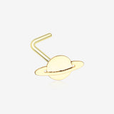 Golden Saturn Planet L-Shaped Nose Ring