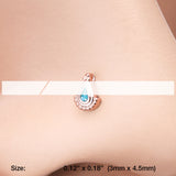 Detail View 2 of Rose Gold Mandala Ray Sparkle Nose Stud Ring-Teal