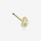 Golden Paisley Mandala Sparkle Nose Stud Ring
