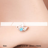 Detail View 2 of Rose Gold Lotus Ornate Sparkle Nose Stud Ring-Teal