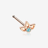 Rose Gold Lotus Ornate Sparkle Nose Stud Ring
