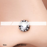 Detail View 2 of Aira Ornate Filigree Sparkle Icon L-Shaped Nose Ring-Clear Gem