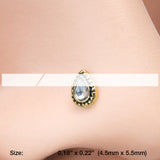 Detail View 2 of Golden Chakra Sparkle L-Shaped Nose Ring-Clear Gem