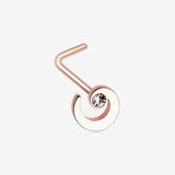 Rose Gold Spiral Swirl Sparkle L-Shaped Nose Ring