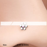 Detail View 2 of Snowflake Sparkle L-Shaped Nose Ring-Aurora Borealis
