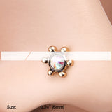 Detail View 2 of Golden Solstice Sparkle Icon Nose Stud Ring-Aurora Borealis
