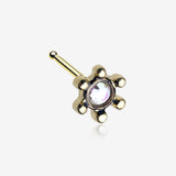 Golden Solstice Sparkle Icon Nose Stud Ring-Aurora Borealis