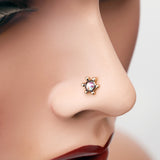 Detail View 1 of Golden Solstice Sparkle Icon Nose Stud Ring-Aurora Borealis