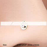 Detail View 2 of Golden Hamsa Sparkle L-Shaped Nose Ring-Clear Gem