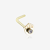 Golden Hamsa Sparkle L-Shaped Nose Ring