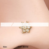 Detail View 2 of Golden Spring Flower Sparkle Prong Set Nose Stud Ring-Clear Gem