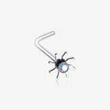 Blazing Sun Sparkle L-Shaped Nose Ring-Aurora Borealis