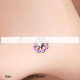 Detail View 2 of Colorline Daisy Breeze Sparkle L-Shaped Nose Ring-Rainbow/Clear