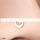 Detail View 2 of Rose Gold Spiral Swirl Sparkle Nose Stud Ring-Clear Gem