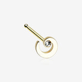 Golden Spiral Swirl Sparkle Nose Stud Ring-Clear Gem