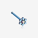 Colorline Snowflake Sparkle Nose Stud Ring-Blue/Aurora Borealis