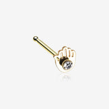 Golden Hamsa Sparkle Nose Stud Ring-Clear Gem