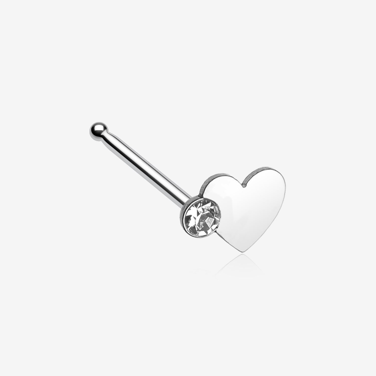 Adorable Heart Sparkle Nose Stud Ring-Clear Gem - BM25.com