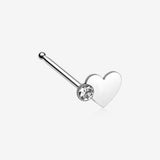 Adorable Heart Sparkle Nose Stud Ring-Clear Gem