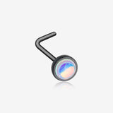 Blackline Bezel Set Iridescent Revo Sparkle L-Shaped Nose Ring
