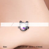 Detail View 2 of Blackline Adorable Cat Face Iridescent Sparkle L-Shaped Nose Ring-Black/Aurora Borealis