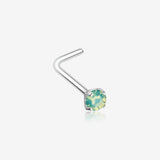 Opalite Sparkle Gem Prong Set L-Shaped Nose Ring-Pacific Opal