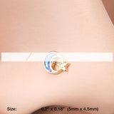 Detail View 2 of Golden Opal Sparkle Crescent Moon & Star Nose Stud Ring-Blue
