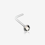 Iridescent Sparkle Gem Prong Set L-Shaped Nose Ring