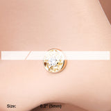 Detail View 2 of Golden Swirlesque Sparkle Gem Nose Stud Ring-Clear Gem