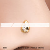 Detail View 2 of Golden Bali Avice Teardrop Sparkle L-Shaped Nose Ring-Clear Gem