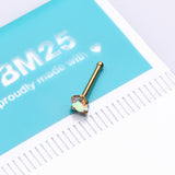 Detail View 2 of Golden Prong Set Iridescent Gem Top Steel Nose Stud Ring-Aurora Borealis