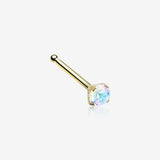 Golden Iridescent Sparkle Gem Prong Set Nose Stud Ring