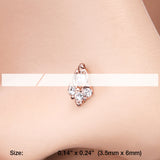 Detail View 2 of Rose Gold Victorian Elegance Sparkle L-Shaped Nose Ring-Clear Gem