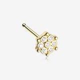 Golden Snowflake Extravagant Sparkle Nose Stud Ring-Clear Gem