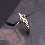 Detail View 1 of Golden Journey Heart Sparkle L-Shaped Nose Hoop Ring-Clear Gem