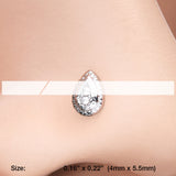 Detail View 2 of Bali Avice Teardrop Sparkle Nose Stud Ring-Clear Gem