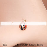 Detail View 2 of Golden Adorable Dainty Ladybug L-Shaped Nose Ring-Red