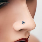 Detail View 1 of Golden Blue Sailor Anchor L-Shaped Nose Ring-Blue