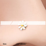 Detail View 2 of Golden Dainty Adorable Daisy L-Shaped Nose Ring-White/Yellow