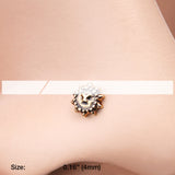 Detail View 2 of Golden Antique Mythical Sun Face Nose Stud Ring-Gold