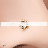 Detail View 2 of Golden Antique Violet Flower L-Shaped Nose Ring